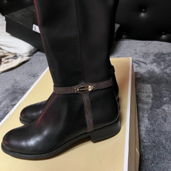 Michael Kors Finley Leather Riding Knee-High Boots - Picture 3 of 8